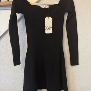 Zara Elegant Black Long Sleeve Dress